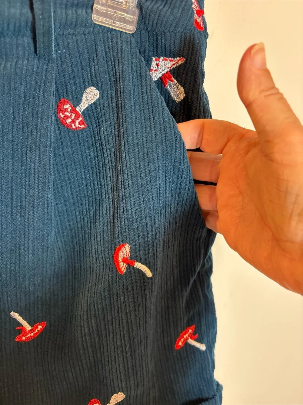 Cider Navy Corduroy Shorts with Red & White Mushroom Embroidery - Picture 8 of 11